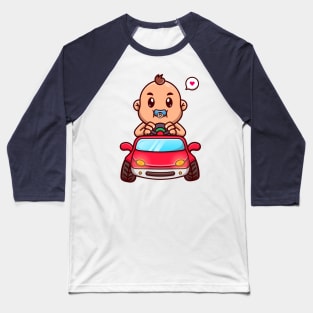 Cute Baby Riding Car Toy Cartoon Baseball T-Shirt